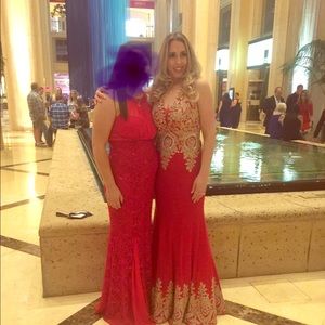 Stunning red and gold dress for special occasion